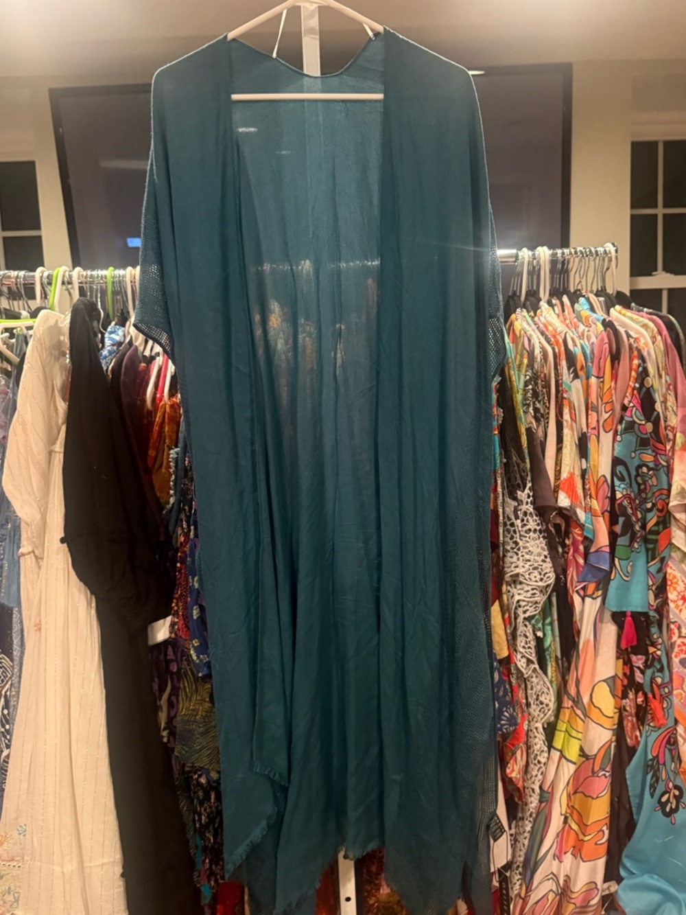 Deep Teal Flow Duster Kimono - Picture 4 of 5